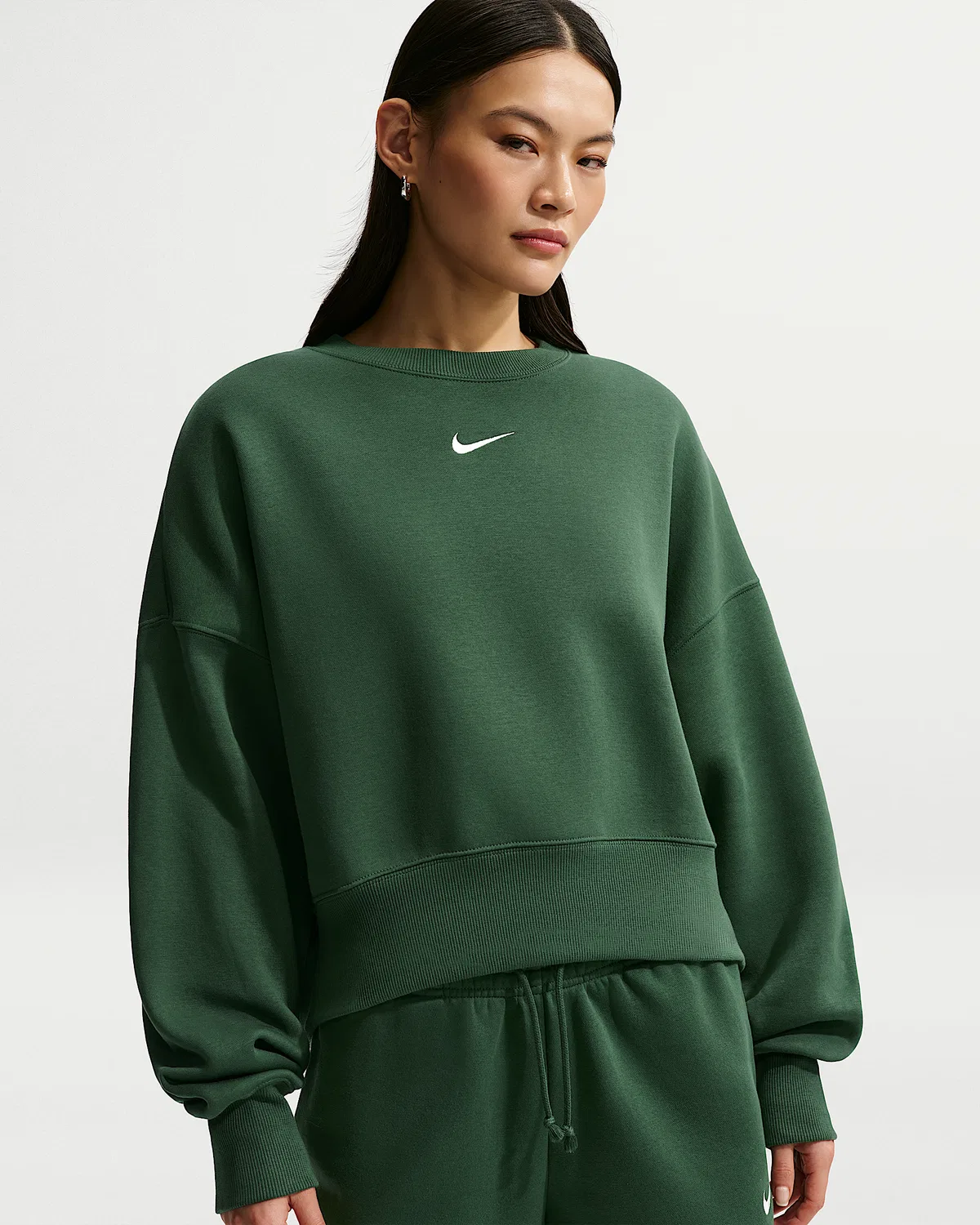 Женский оверсайз-свитшот с круглым вырезом Nike Sportswear Phoenix Fleece, Fir/Sail