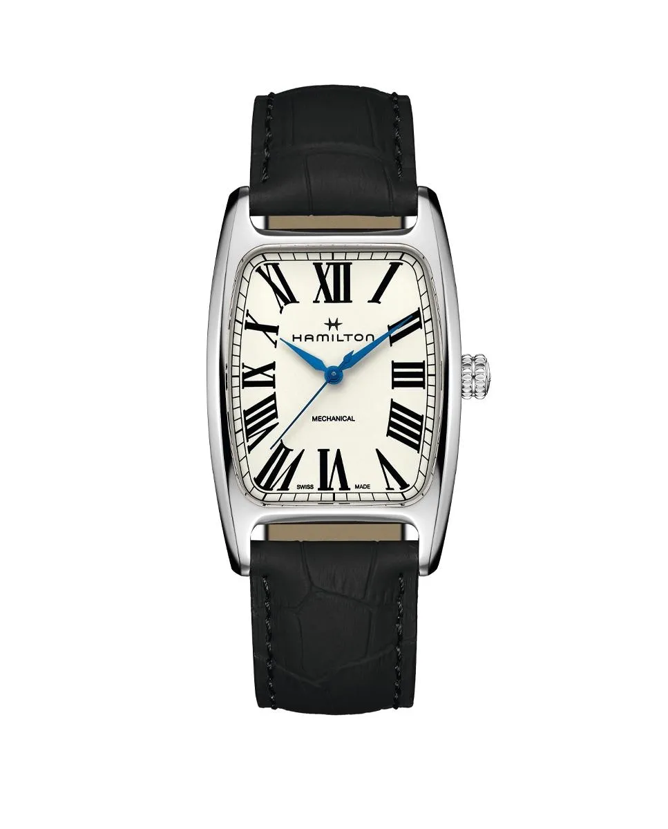 

Механические мужские часы American Classic Boulton H13519711 с кожаным ремешком Hamilton, черный