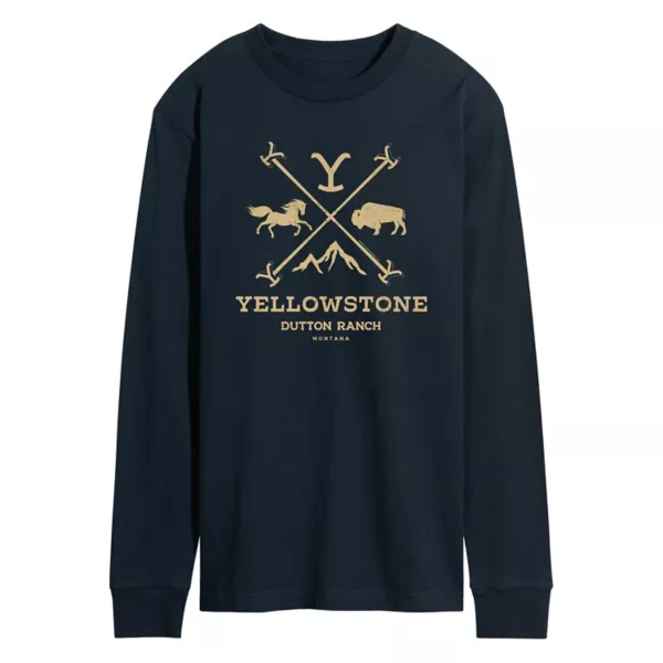

Мужская графическая футболка с длинным рукавом Yellowstone и клеймом Licensed Character, синий