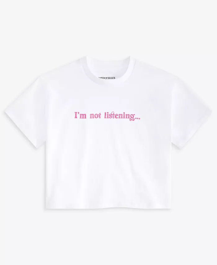 

Футболка хлопковая с принтом "Big Girls Not Listening" With Jules, белый