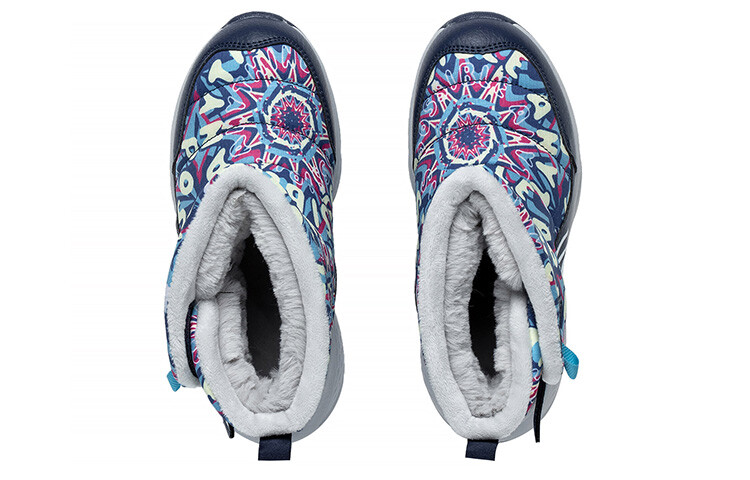Кроссовки LINING YOUNG Sports Life Collection Kids Lifestyle Shoes Kids High-top Deep Ship Blue/Dolphin Blue Camouflage Plush, голубой — фото 3
