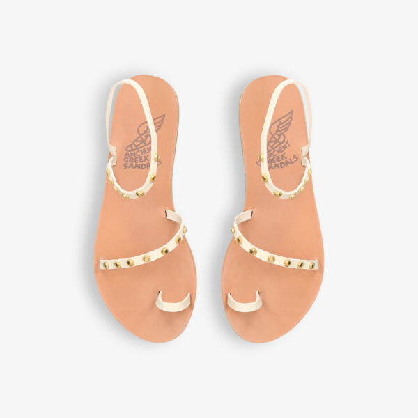 Сандалии из кожи с пчелиными заклепками Eleftheria Ancient Greek Sandals, белый — фото 2