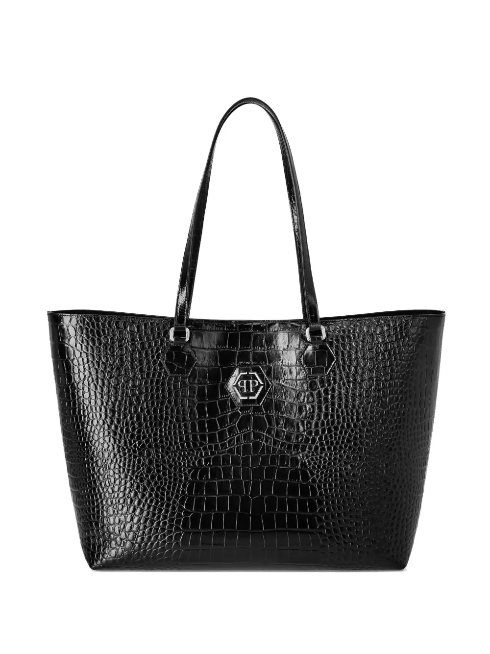 

Сумка-тоут Crystal Skull с тиснением под крокодила Philipp Plein, черный