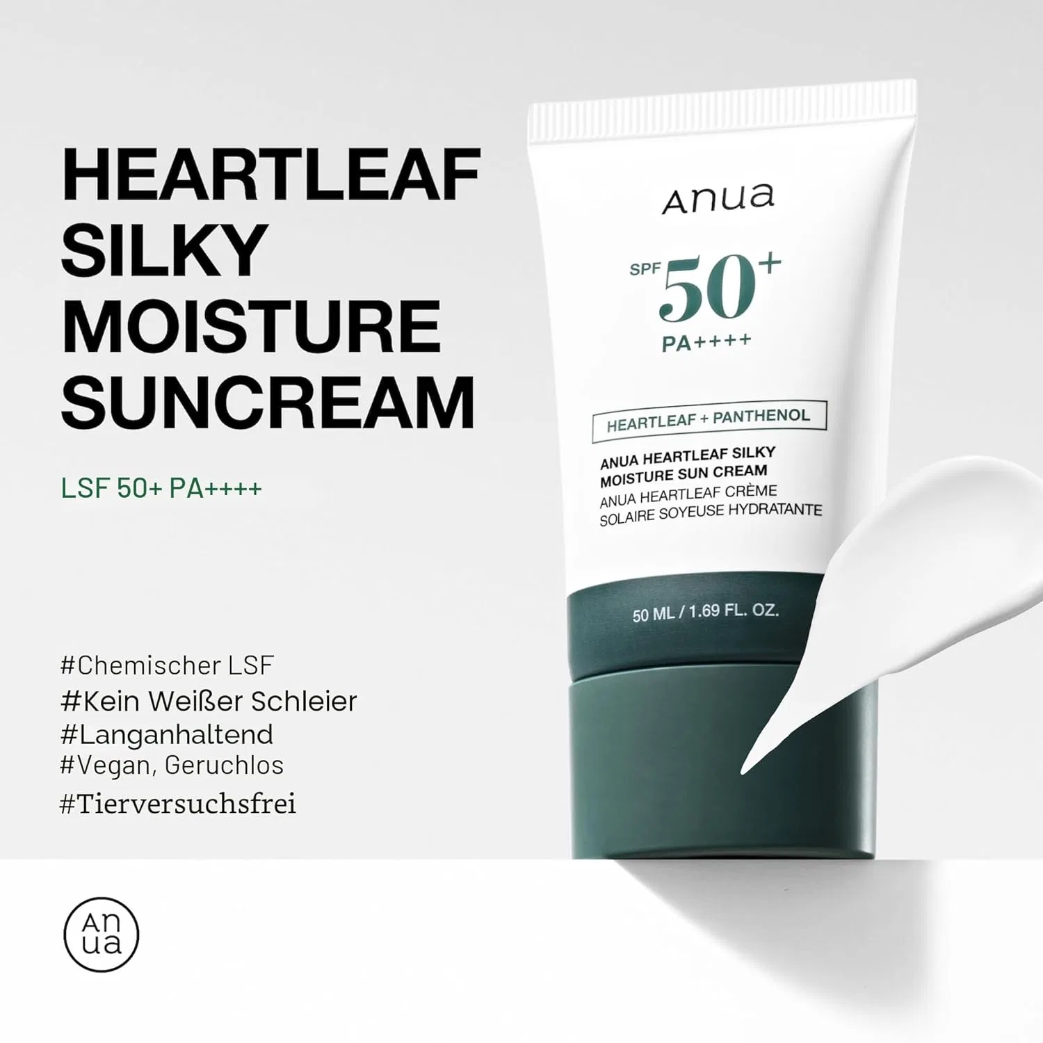 Увлажняющий солнцезащитный крем ANUA Heartleaf Silky Moisturising Sun Cream SPF 50 PA++++ ‎Anua — фото 3