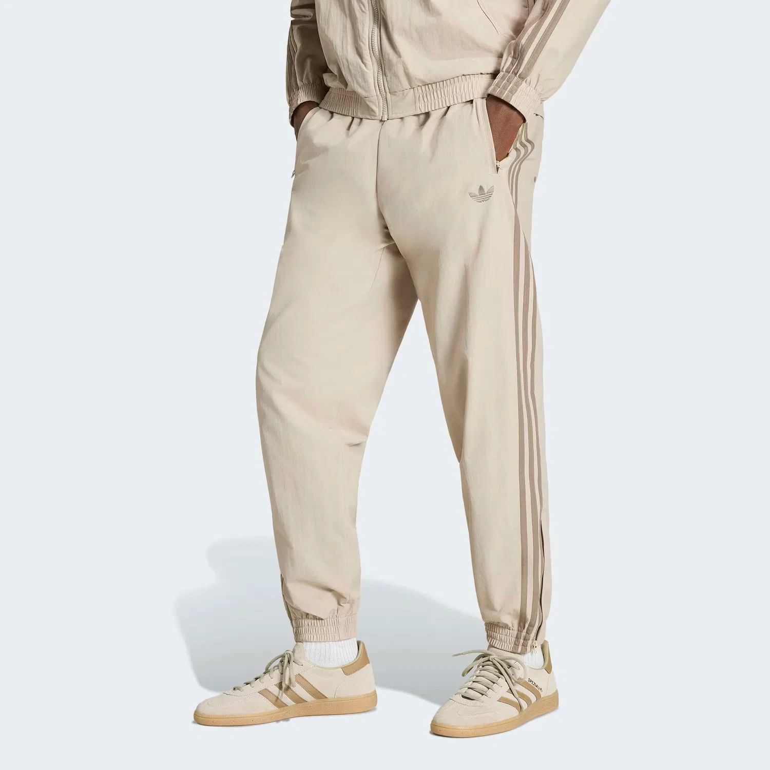 Зауженные брюки Adidas Originals Firebird в светло-бежевом и темно-бежевом цветах — фото 2