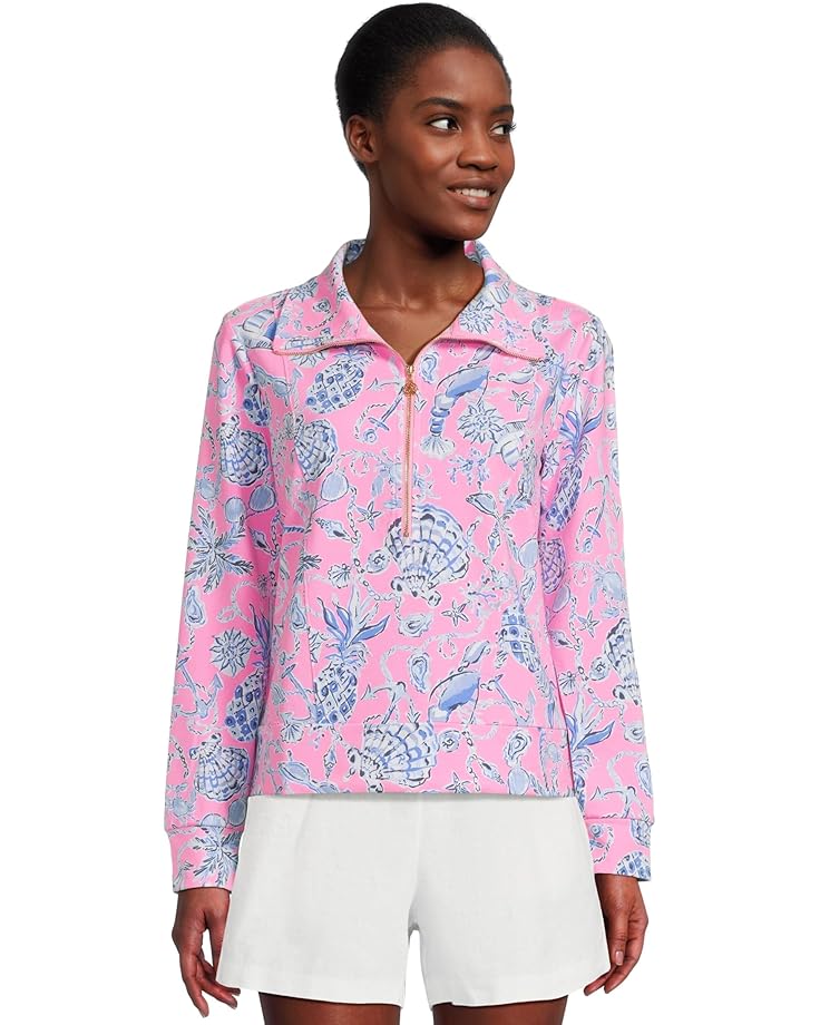 

Пуловер Lilly Pulitzer Eleni Upf 50+ Pullover, цвет Rousseau Pink Barefoot Beachcombers