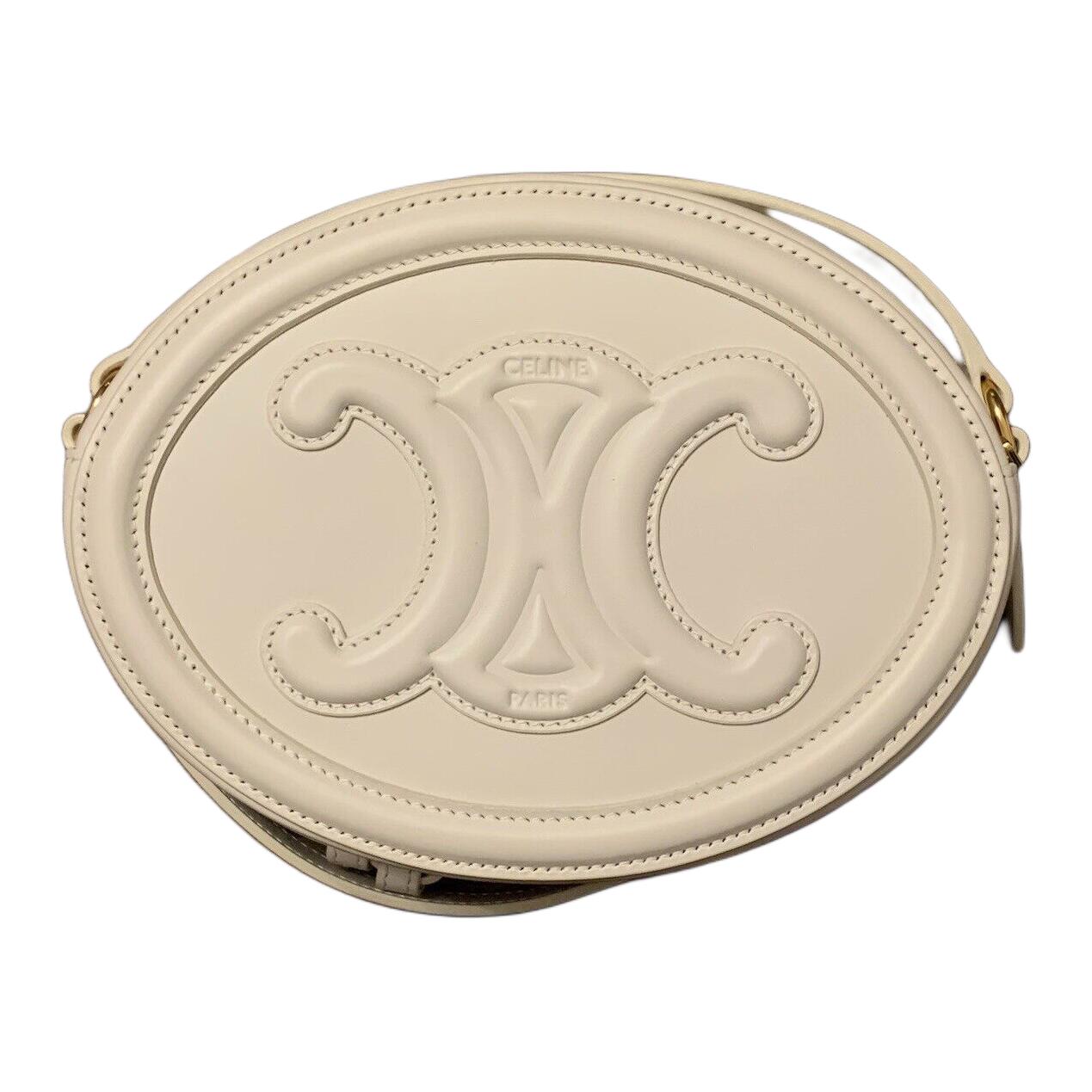 

CELINE Гладкая кожаная сумка через плечо женская белая