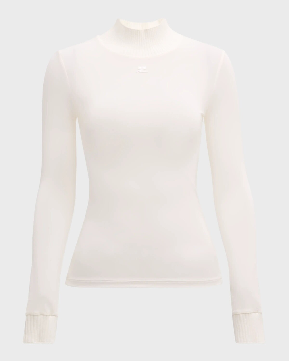

Приталенный топ с длинными рукавами и воротником-стойкой Re-Edition Courreges, цвет Heritage White
