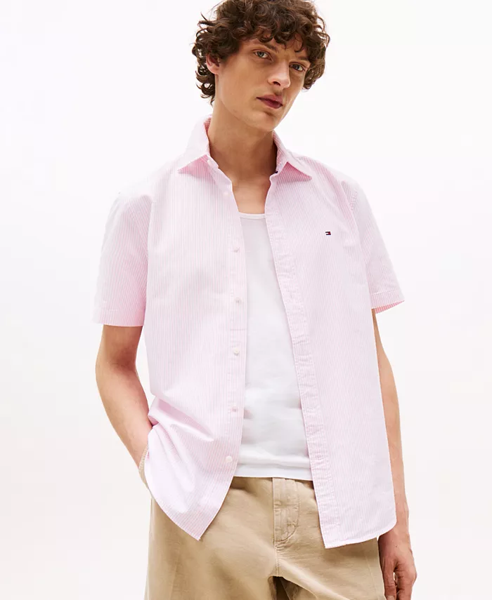 

Мужская рубашка Oxford в полоску Tommy Hilfiger, розовый