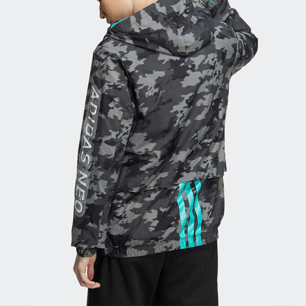 Куртка Men's adidas neo Camouflage Alphabet Stripe Woven Athleisure Casual Sports Hooded Jacket Black, мультиколор — фото 4