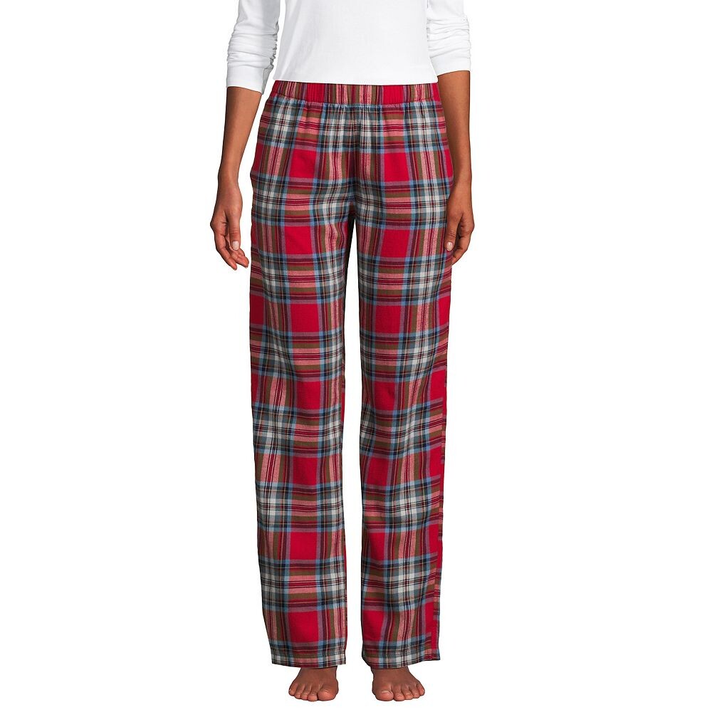 

Женские фланелевые пижамные брюки Lands' End, цвет Heritage Red Plaid