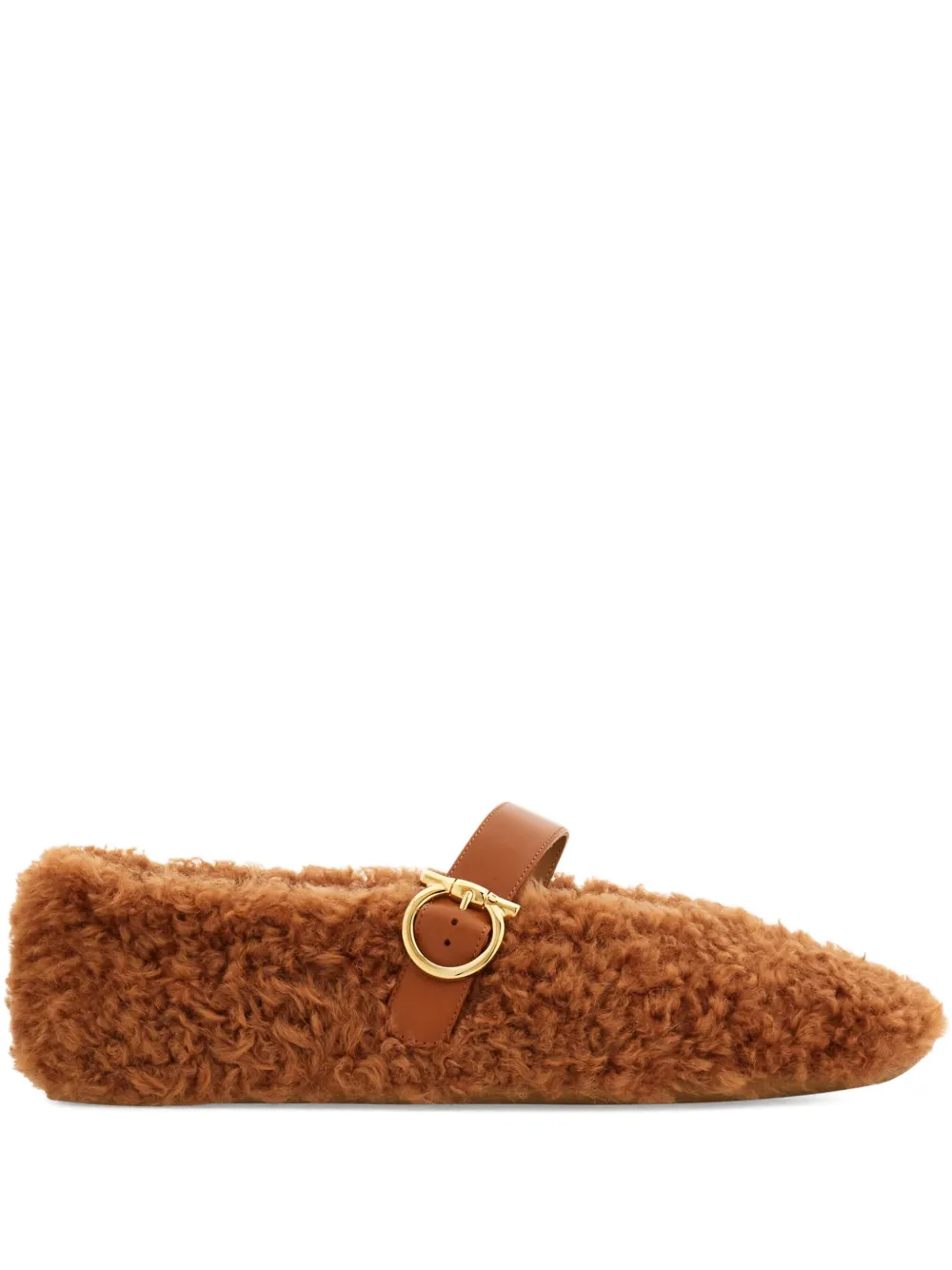 Балетки из овчины Ferragamo, коричневый