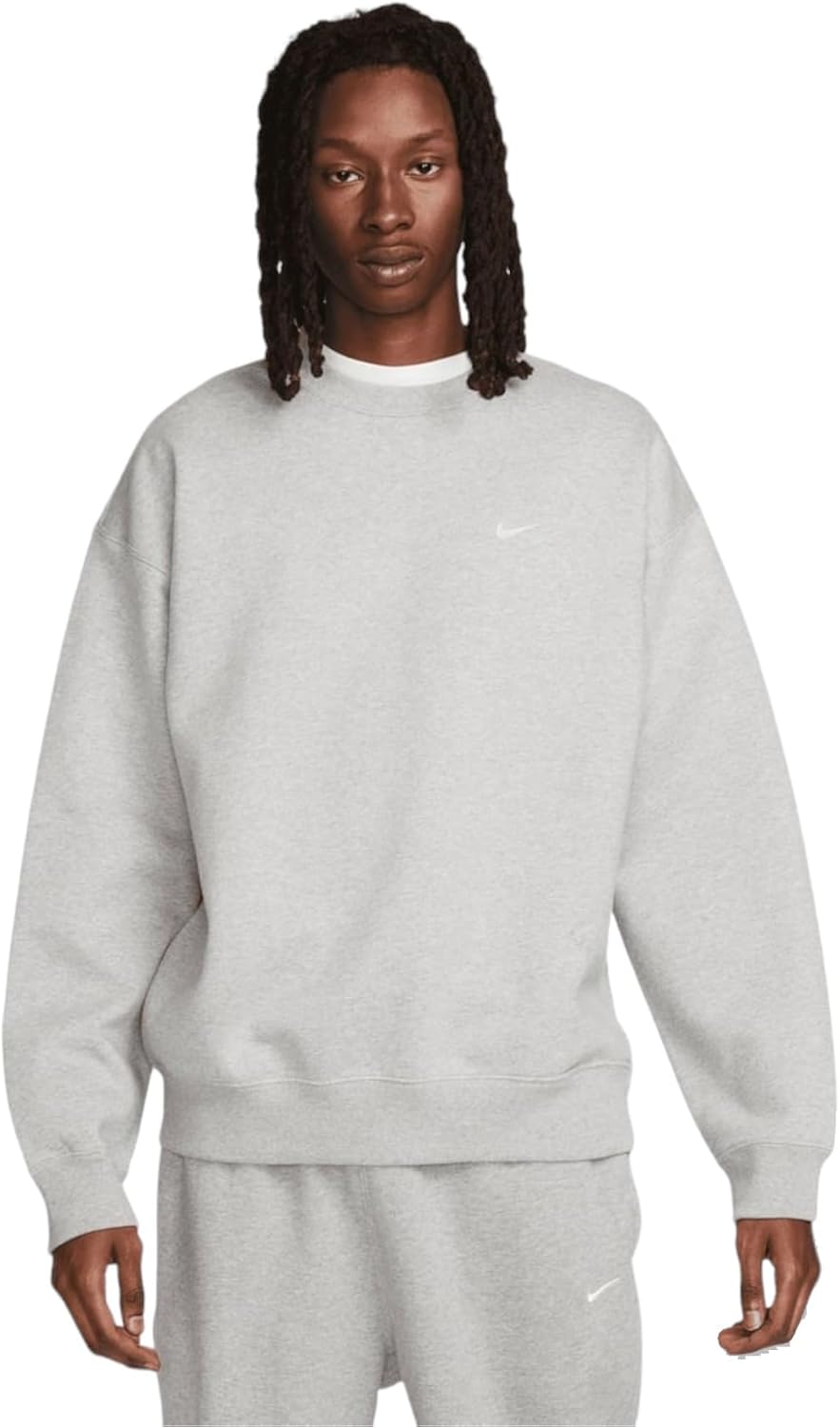 

Мужская флисовая кофта Nike Solo Swoosh (DX1361-063, цвет: темно-серый меланж/белый), Grey