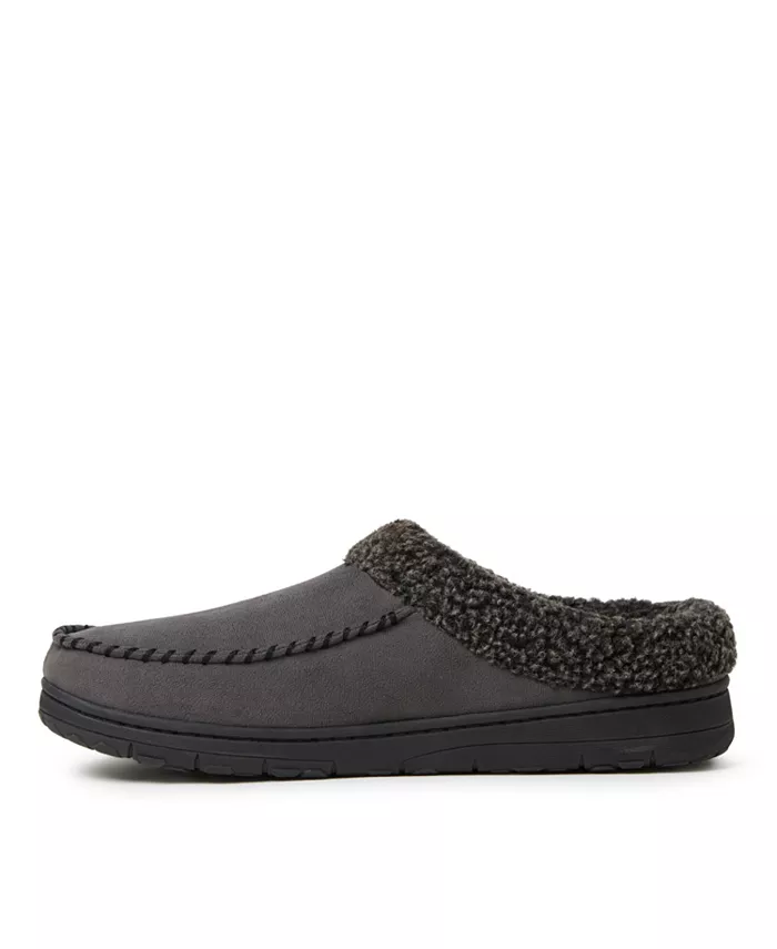 Мужские домашние тапочки-клоги Moccasin Toe из микро-замши Dearfoams, серый — фото 3