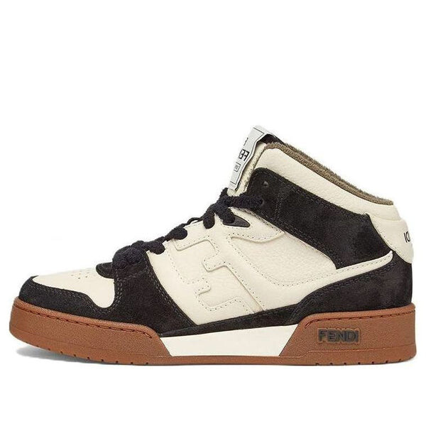 Кроссовки match high top 'black white cream' Fendi, белый