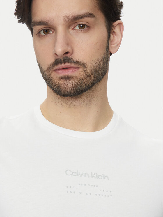 Футболка обычного кроя Editorial Logo K10K114172 Calvin Klein, белый — фото 4