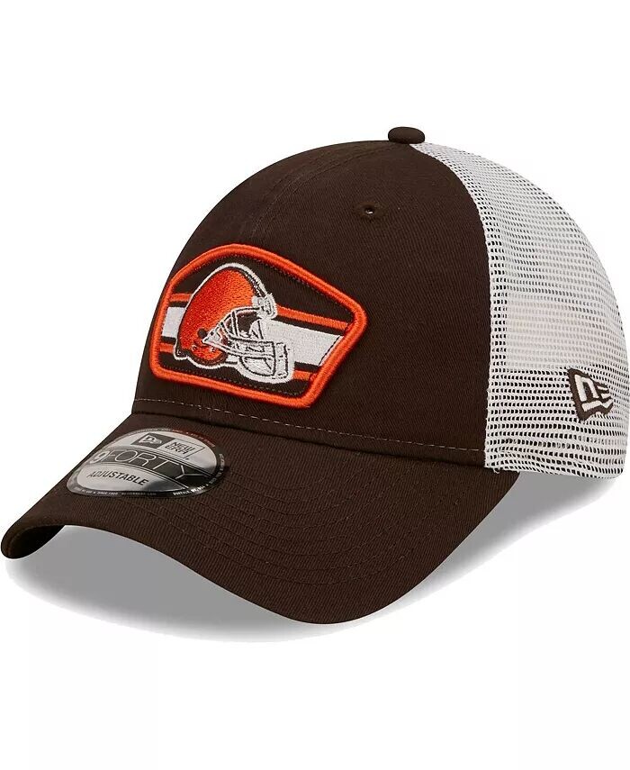 

Мужская коричнево-белая кепка с логотипом Cleveland Browns Trucker 9FORTY Snapback New Era, коричневый