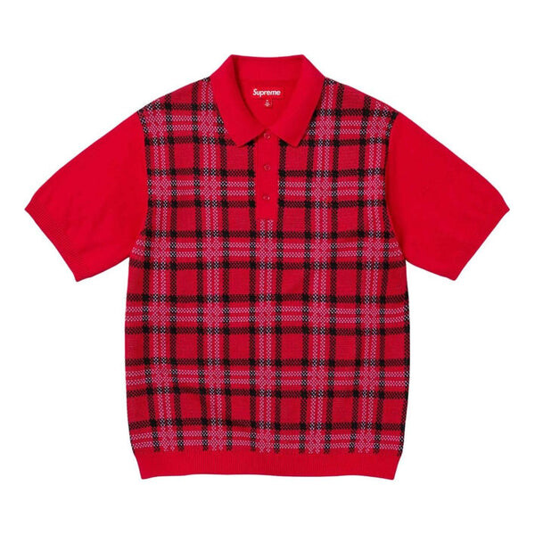 

Рубашка поло plaid knit s/s polo 'red' Supreme, красный