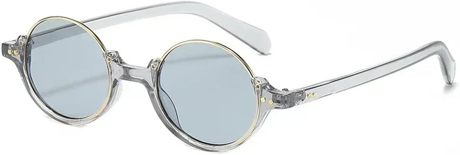 

Винтажные круглые солнцезащитные очки без оправы для женщин, модные градиентные очки с защитой от УФ-излучения для мужчин, трендовые очки с заклепками в стиле панк TVTBBVV, Gray Light Gray