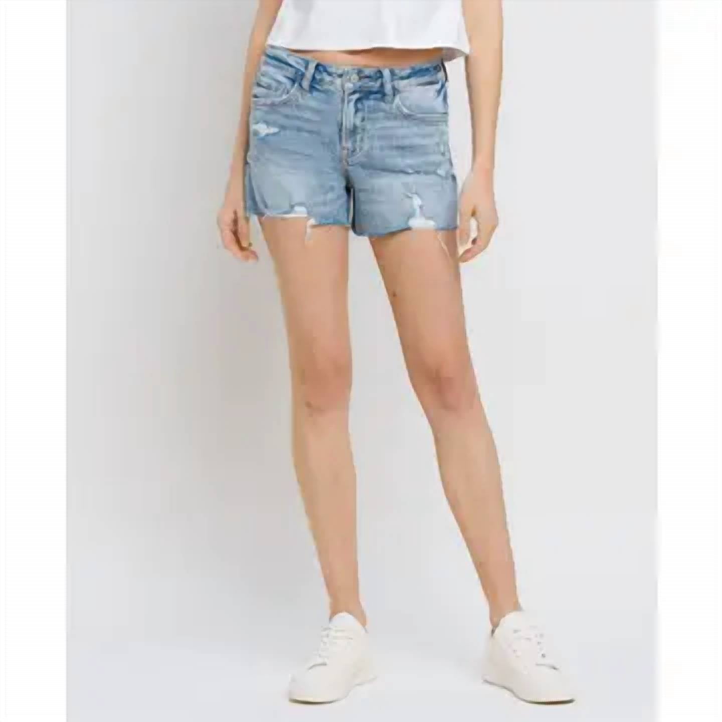 

Короткие шорты Holly Mid Rise Raw Hem в синем цвете VERVET BY FLYING MONKEY