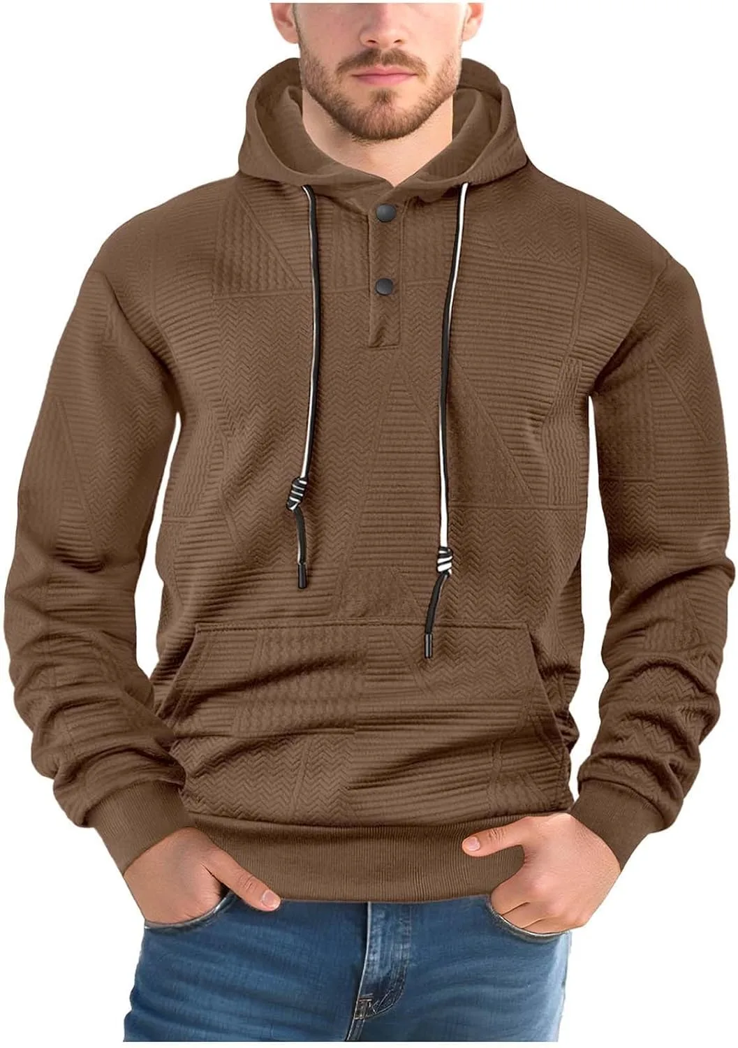 

Мужской джерси пуловер с капюшоном и кнопками Slim Fit