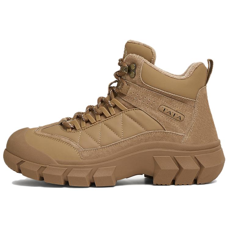 TATA Женские замшевые ботинки на шнуровке, цвет Khaki (Fleece-Lined)