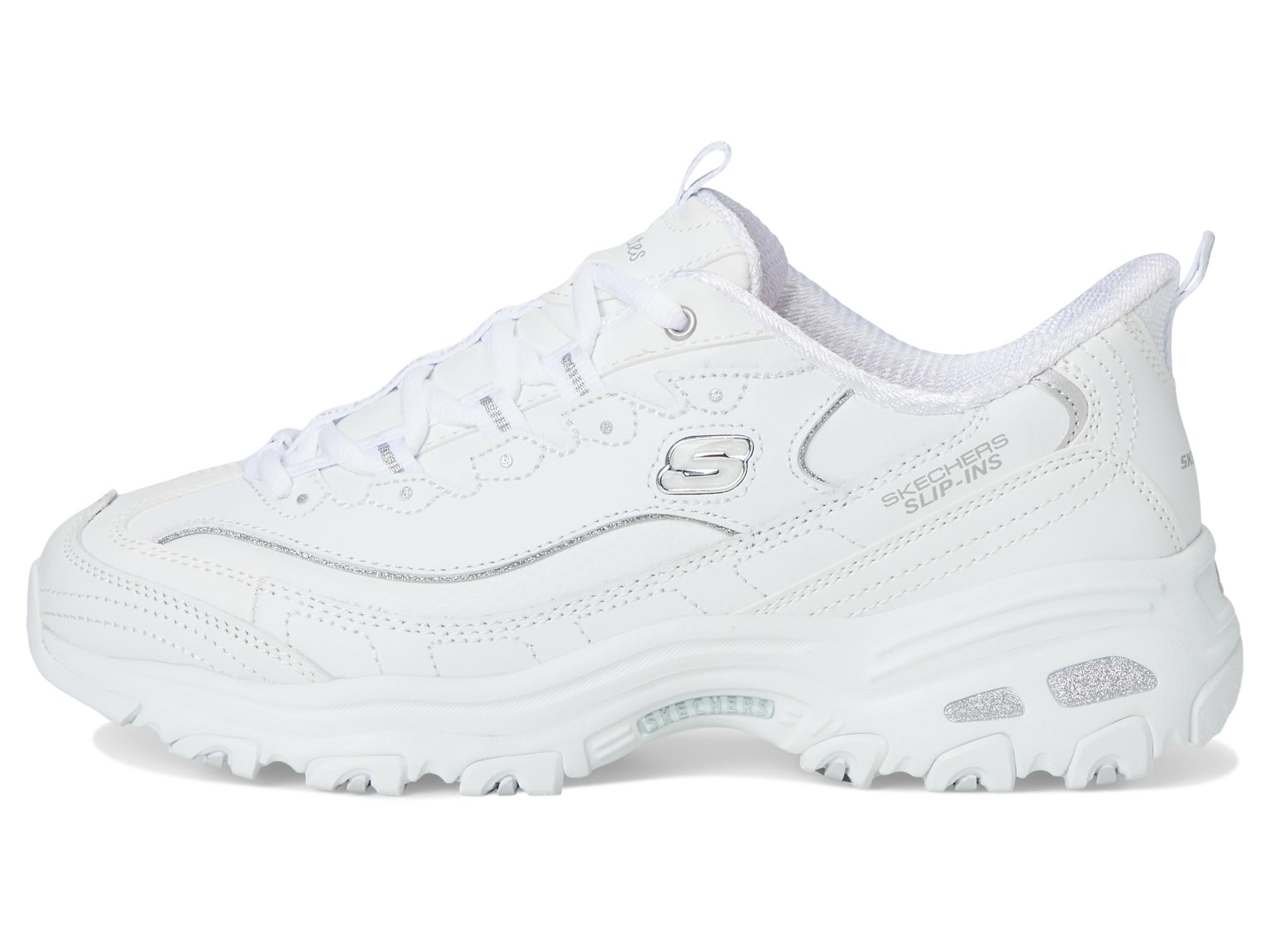 Кроссовки SKECHERS D'Lites Hands Free Slip-INS, цвет White Silver — фото 4
