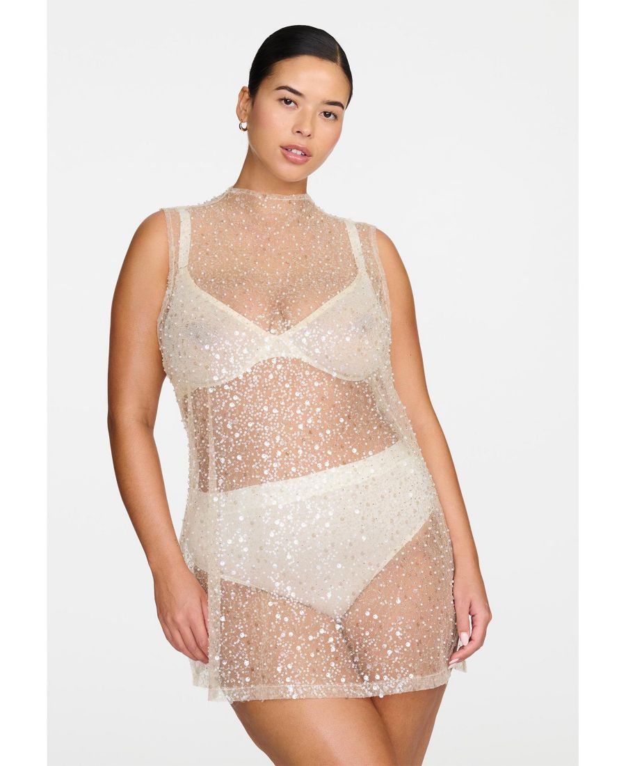 

Женское мини-платье с высоким воротником, украшенное пайетками CUUP, Pearl