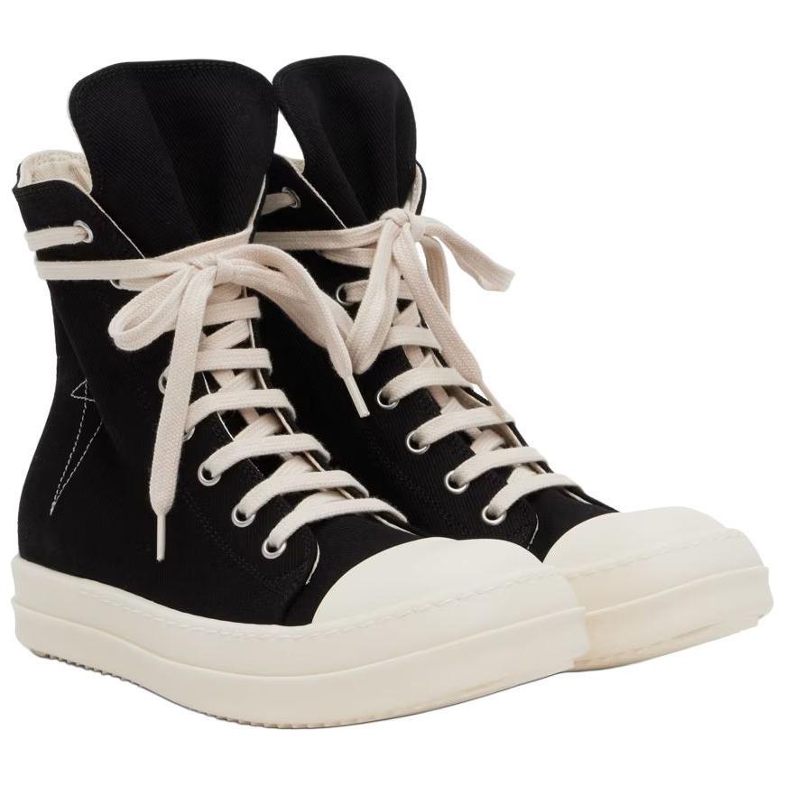 Высокие кожаные скейтерские кроссовки мужские черные Rick Owens DRKSHDW — фото 3