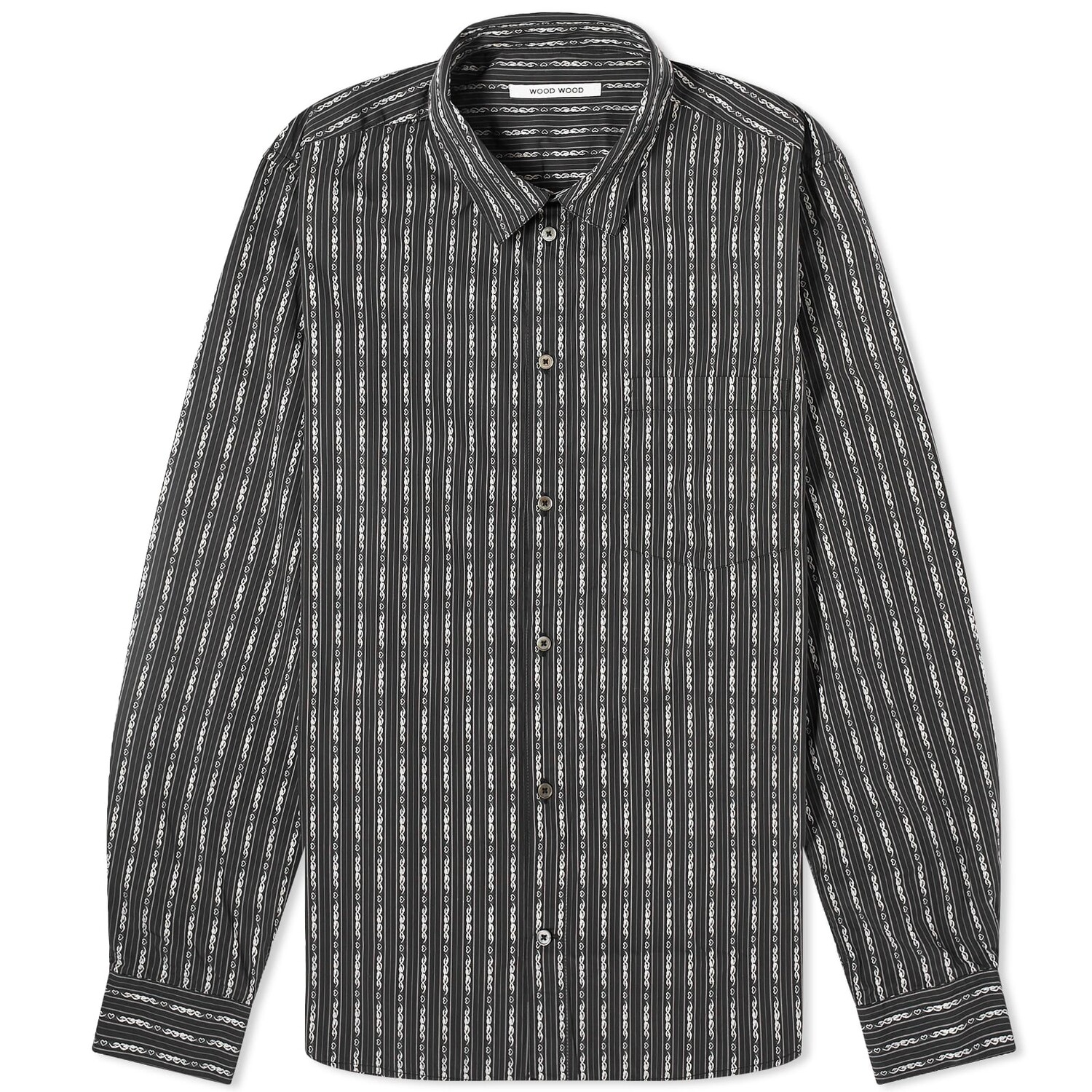 

Рубашка Wood Wood Timothy Tattoo Stripe, цвет Black Stripe