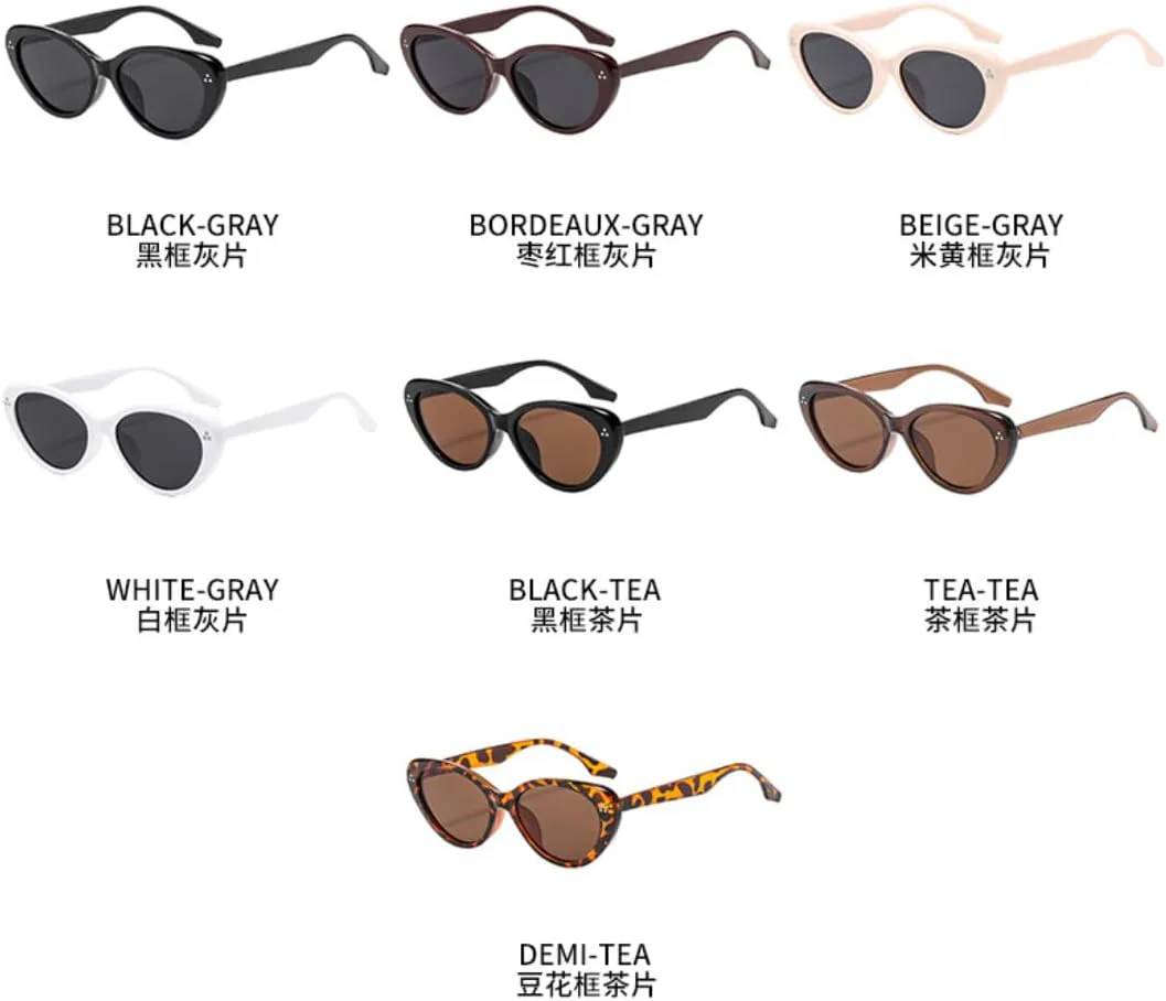 

Роскошные маленькие солнцезащитные очки «кошачий глаз» с заклепками, в стиле ретро, ​​для женщин и мужчин, с защитой от УФ-излучения UV400 TOIPASTN, 1376-c4