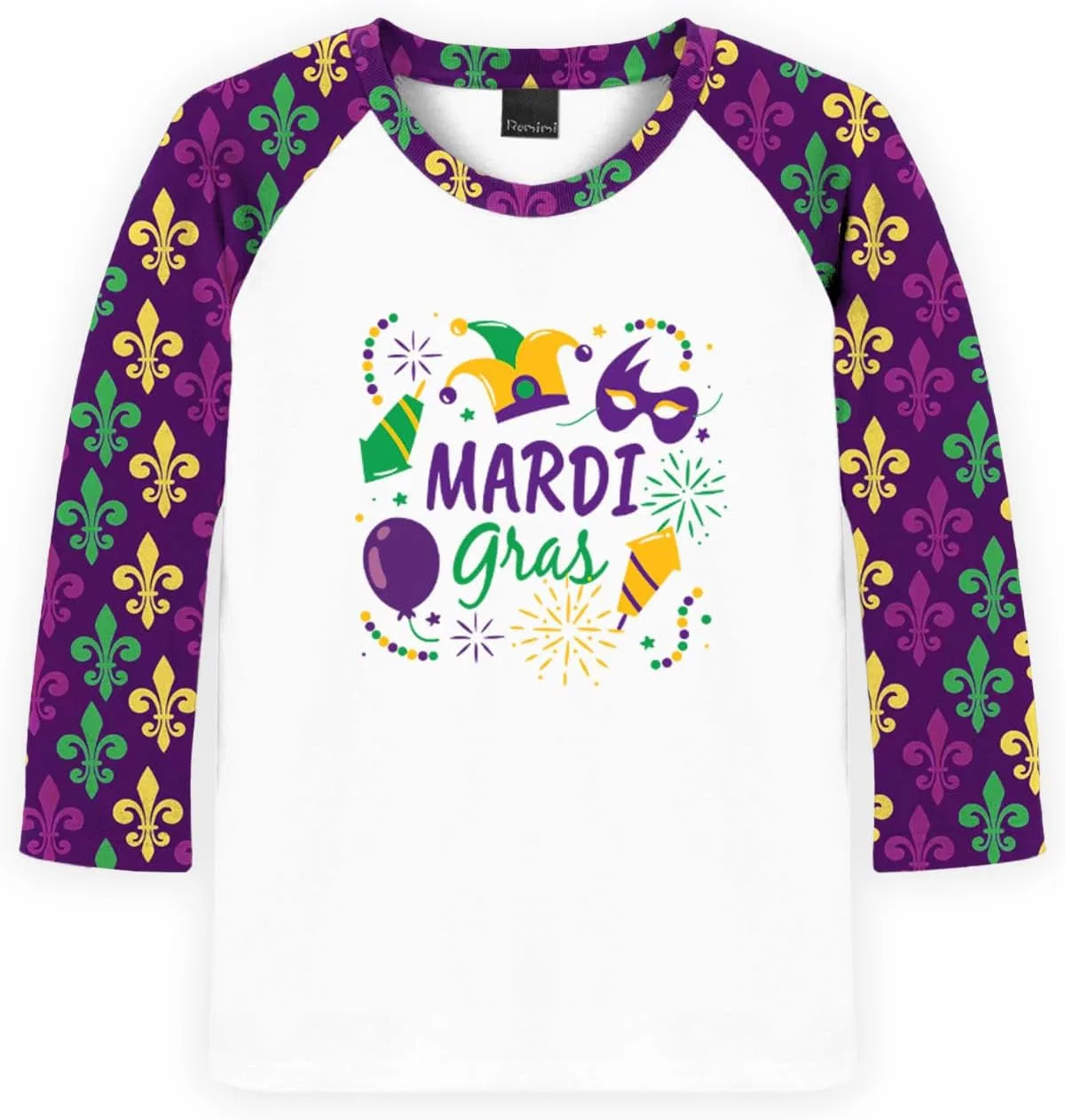 Детская футболка с принтом Remimi, 3/4 реглан, Mardi Gras Purple