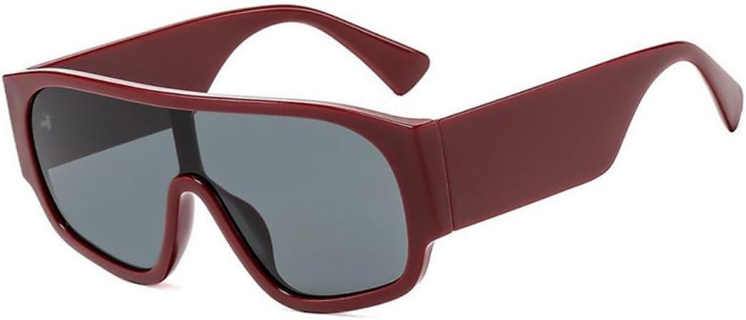 

Крупные цельные солнцезащитные очки для женщин и мужчин в винтажном стиле, с широкой оправой и дужками, в стиле панк, с защитой от УФ-излучения UV400 TVTBBVV, Red Black