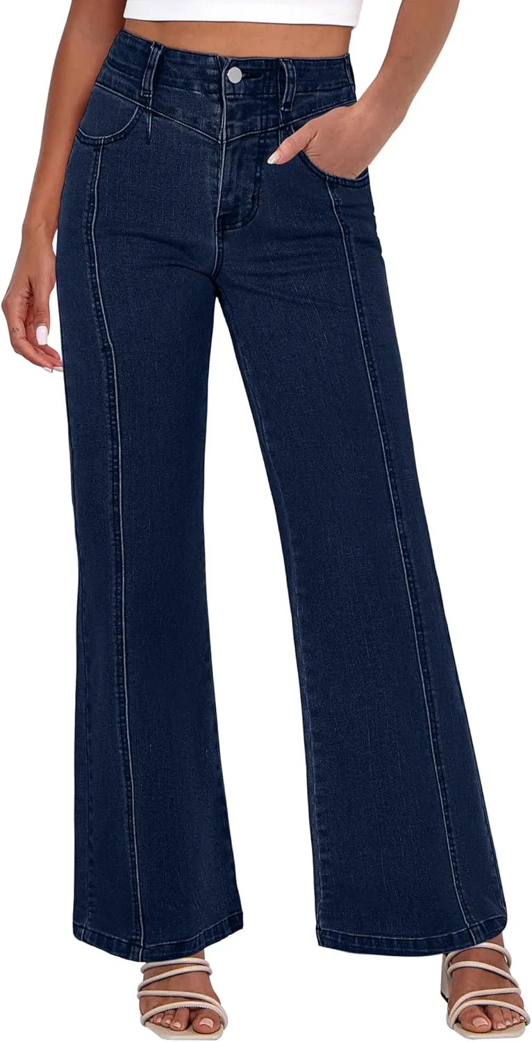 

ANRABESS широкие джинсы для женщин, высокие, эластичные