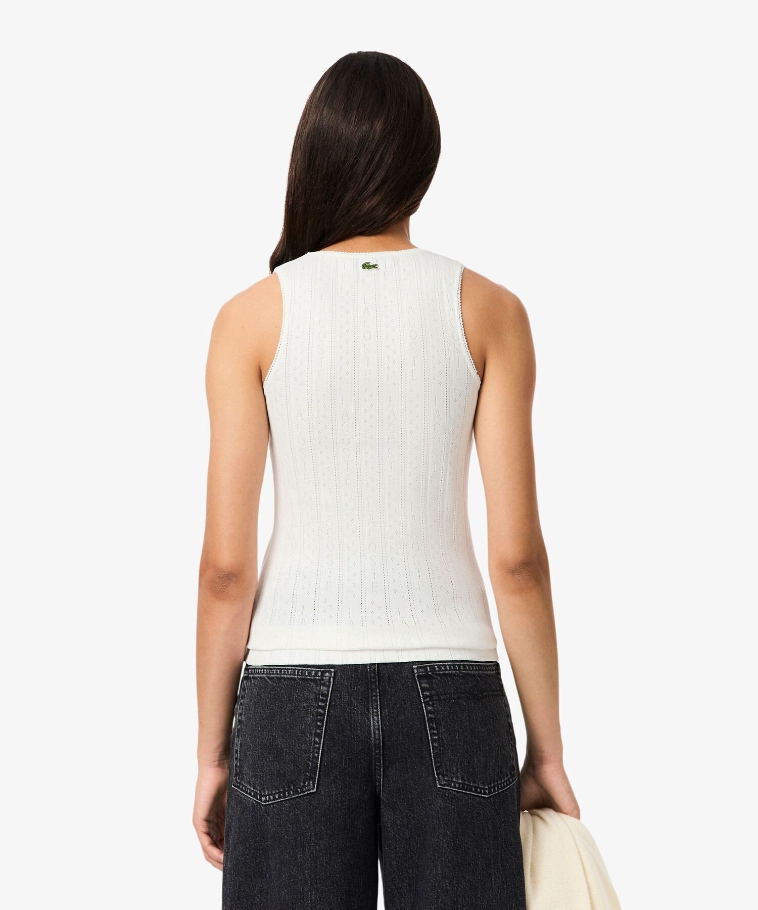 Топ-майка LACOSTE из ажурной вязки, White — фото 2