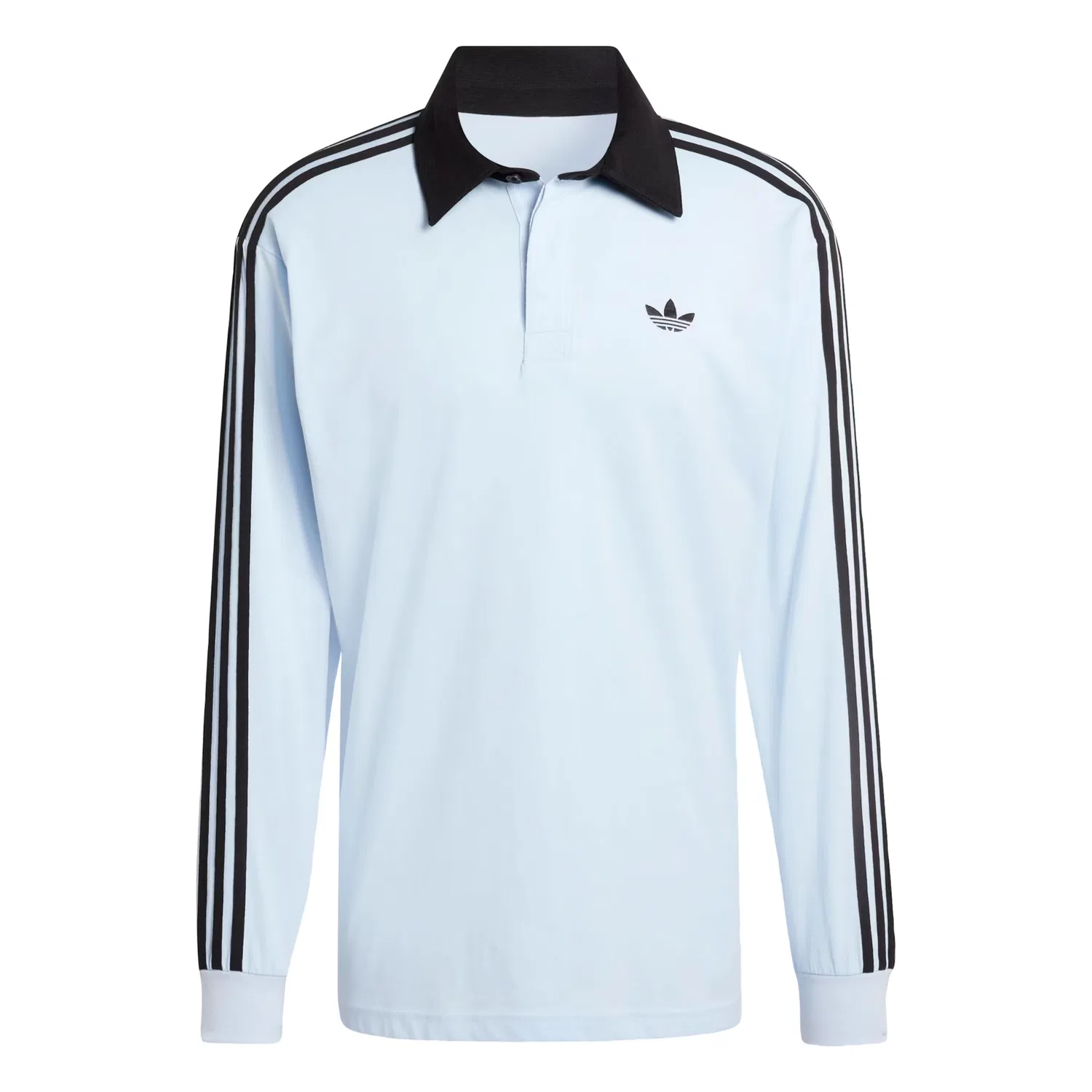 Футболка Adidas Originals 3-STRIPES RUGBY LONGSLEEVE светло-голубого цвета