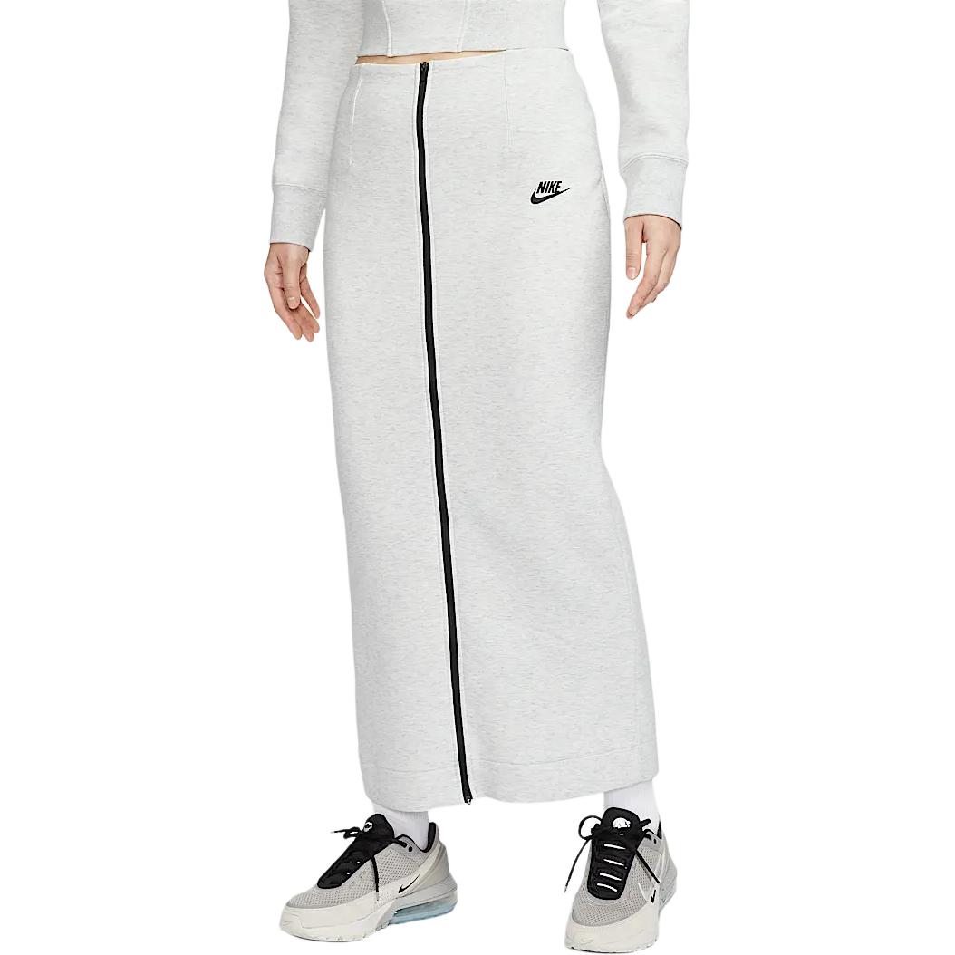 Женская юбка макси Sportswear Tech Fleece Slim Nike, светло-серый/мультиколор/черный — фото 3
