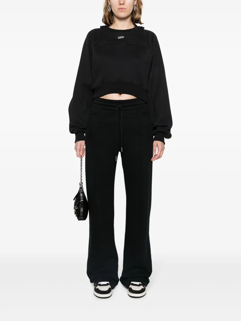 Многослойная укороченная толстовка OFF-WHITE, черный — фото 2