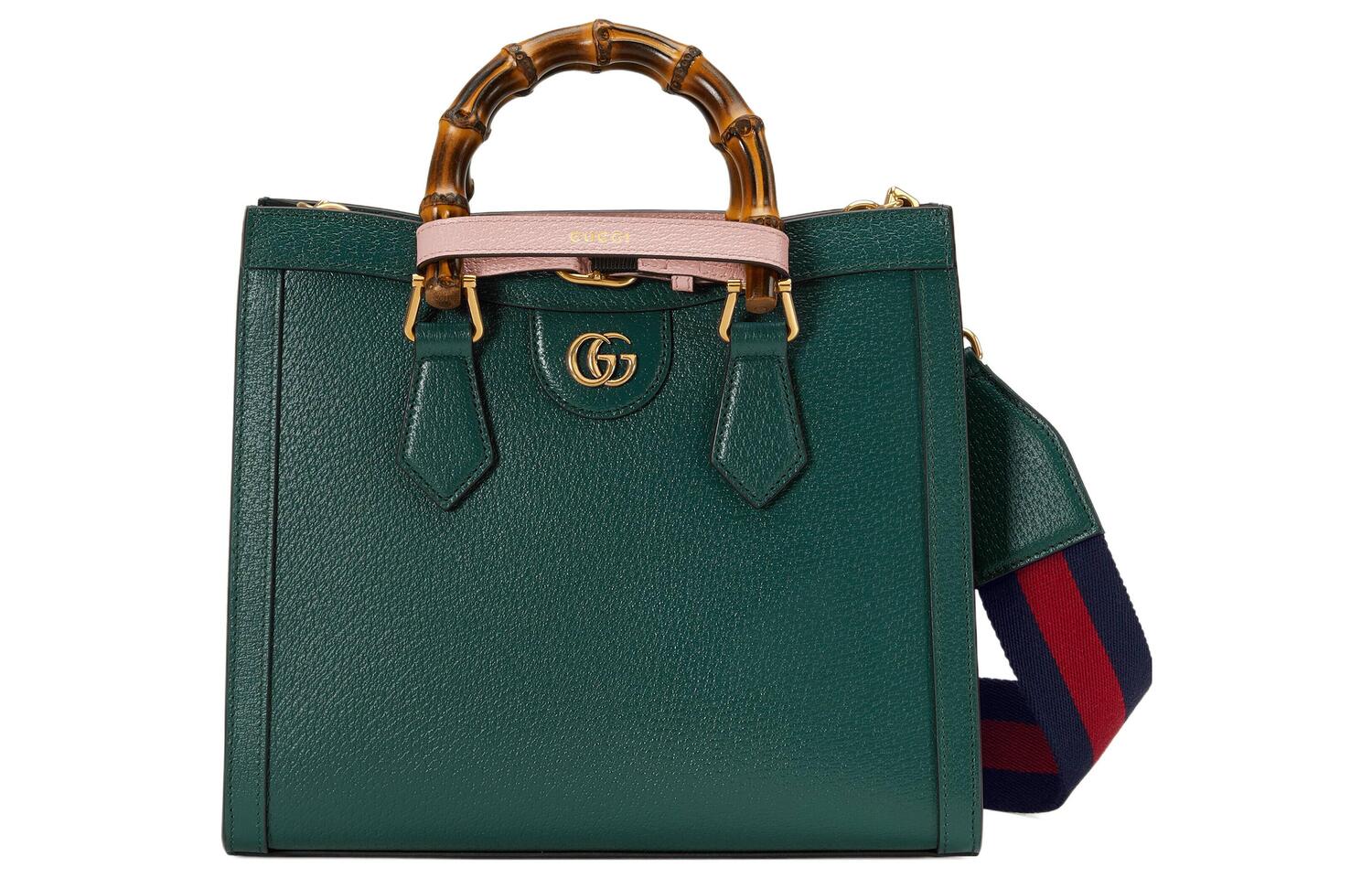 

GUCCI Кожаная одноплечевая сумка-шоппер малая унисекс зеленая