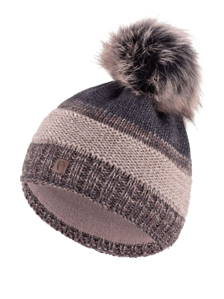 

Шапка Faera Warme Strickmütze mit Bommel Thermo-Beanie, коричневый