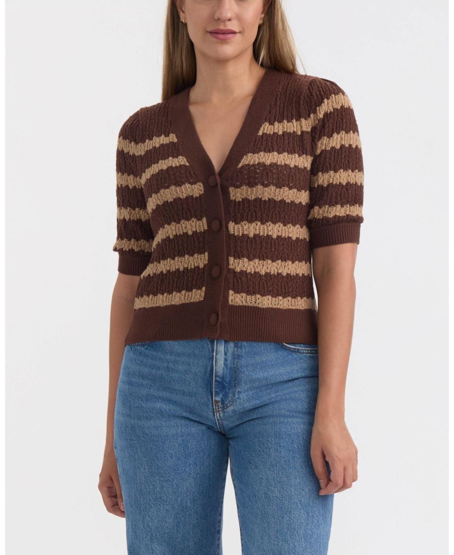 

Женский вязаный кардиган с коротким рукавом Ellen Tracy, Brown