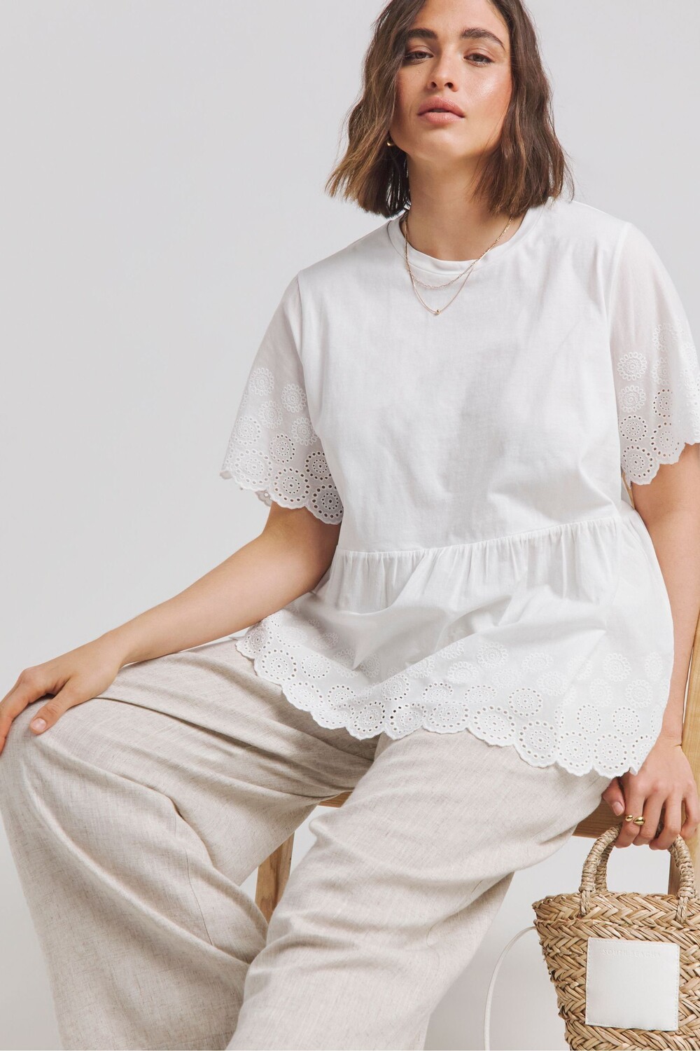 

Блузка с вышивкой Broderie Simply Be, белый