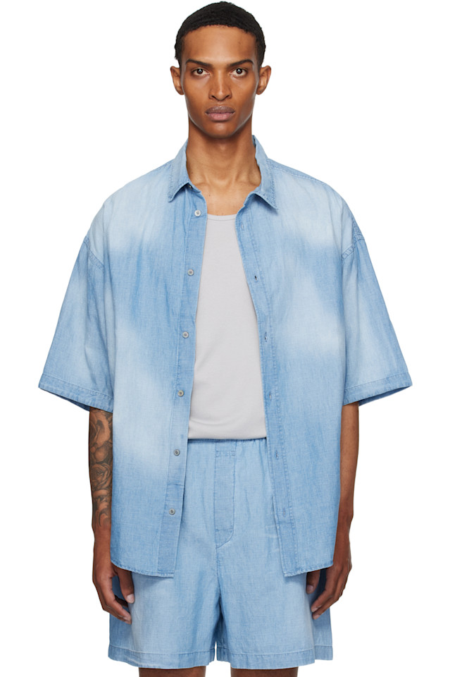 

Рубашка с логотипом на пуговицах Acne Studios, синий