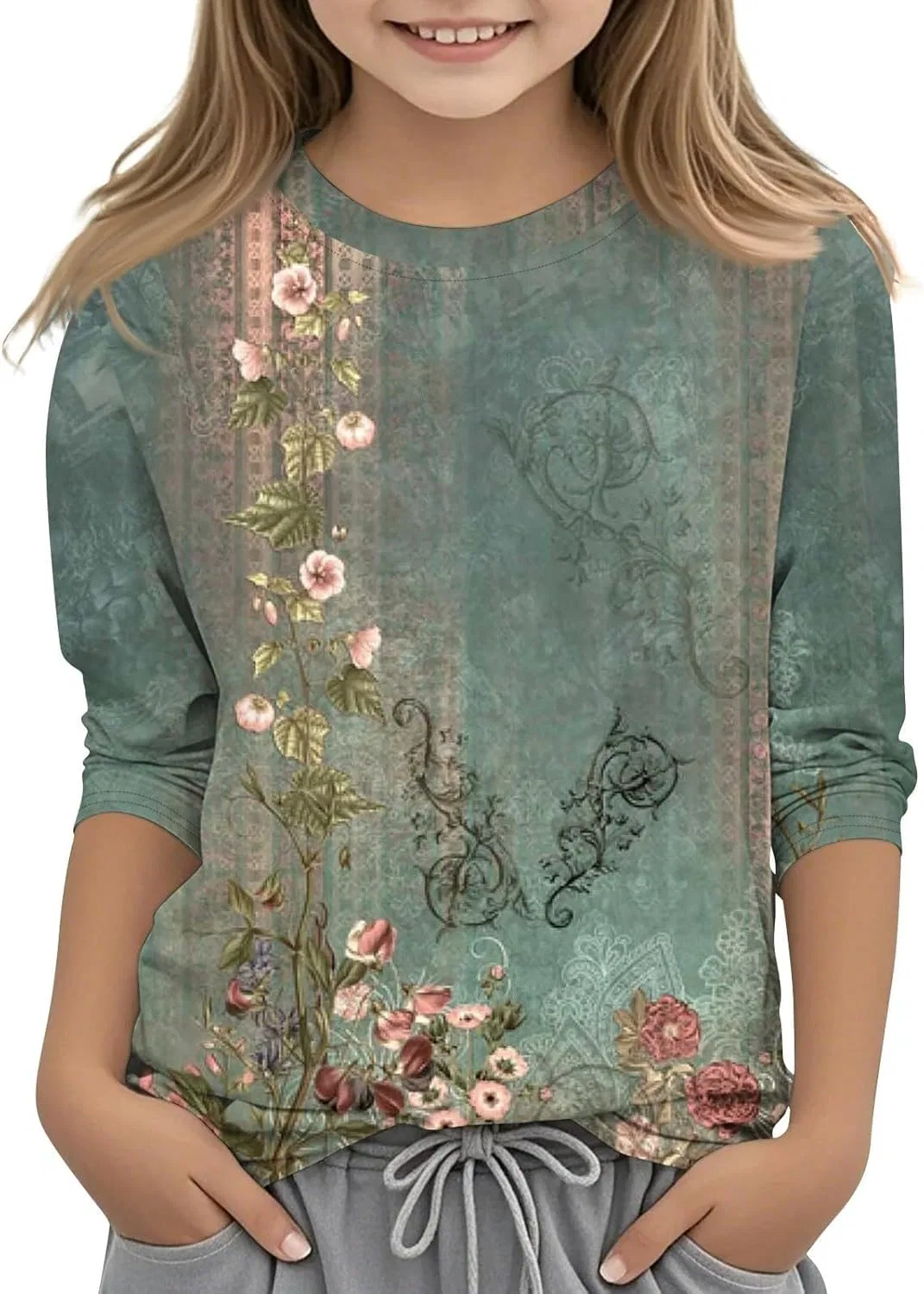 Футболка с принтом, Polyester & Spandex, Generic, Green-c