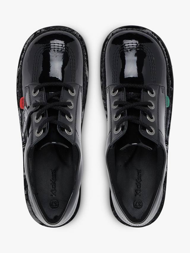 Детские кроссовки Kick Lo на шнурках Kickers, Black Patent — фото 4
