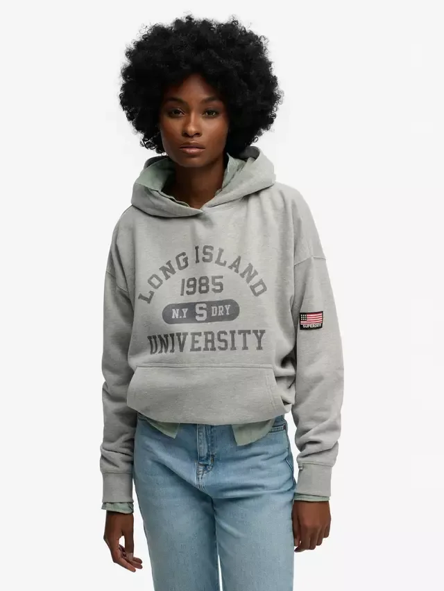 Спортивная толстовка свободного кроя Athletic Essentials, серо-меланжевая Superdry