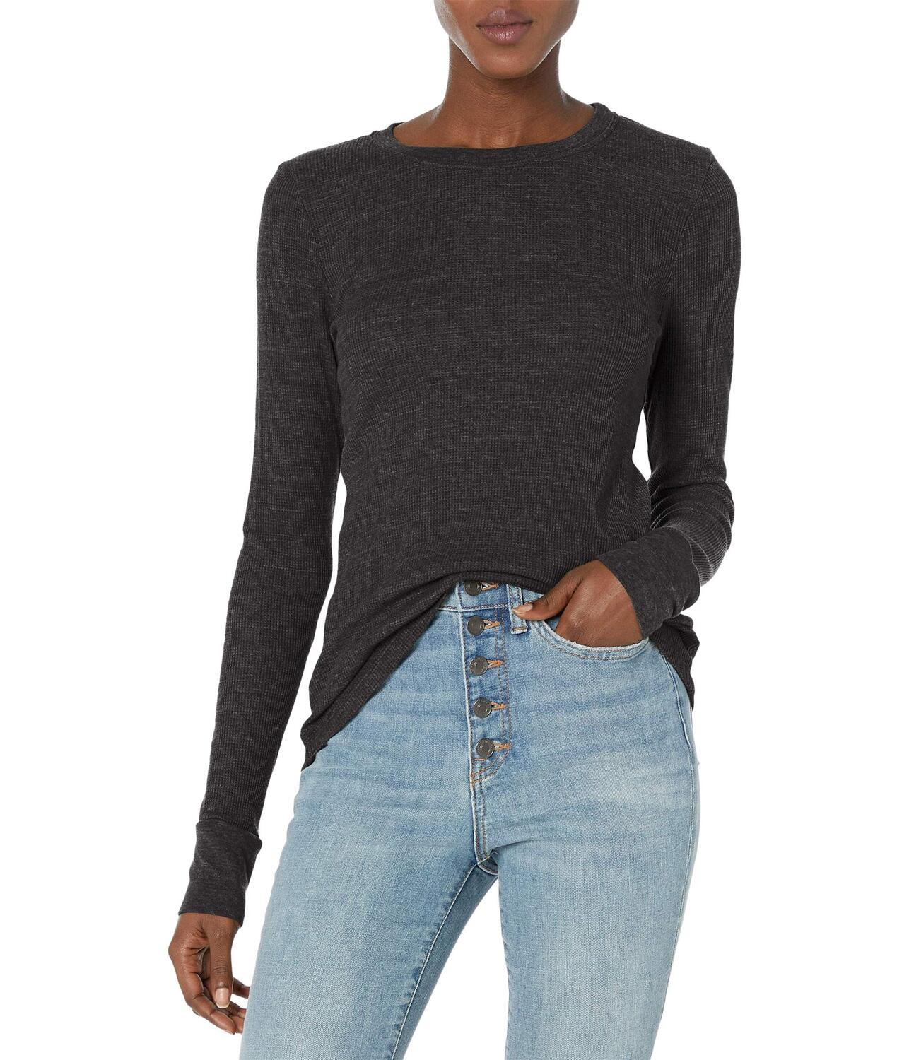 

Топ Michael Stars Thermal Juliet Crew Neck Top, Charcoal