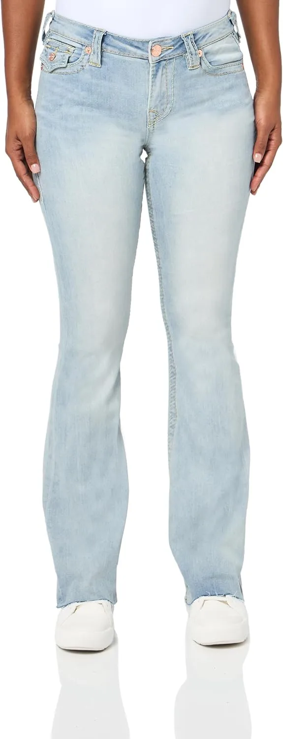 

True Religion Women's Becca Mid-Rise Bootcut Jeans – Flap Pockets & Big T Stitching