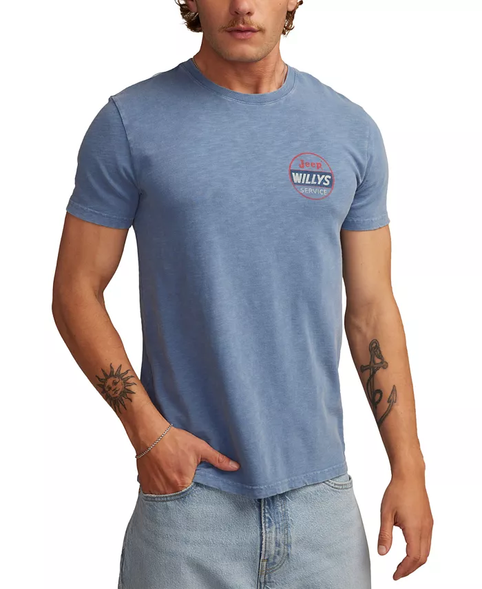 

Мужская футболка с коротким рукавом и принтом Jeep Willys Lucky Brand, синий