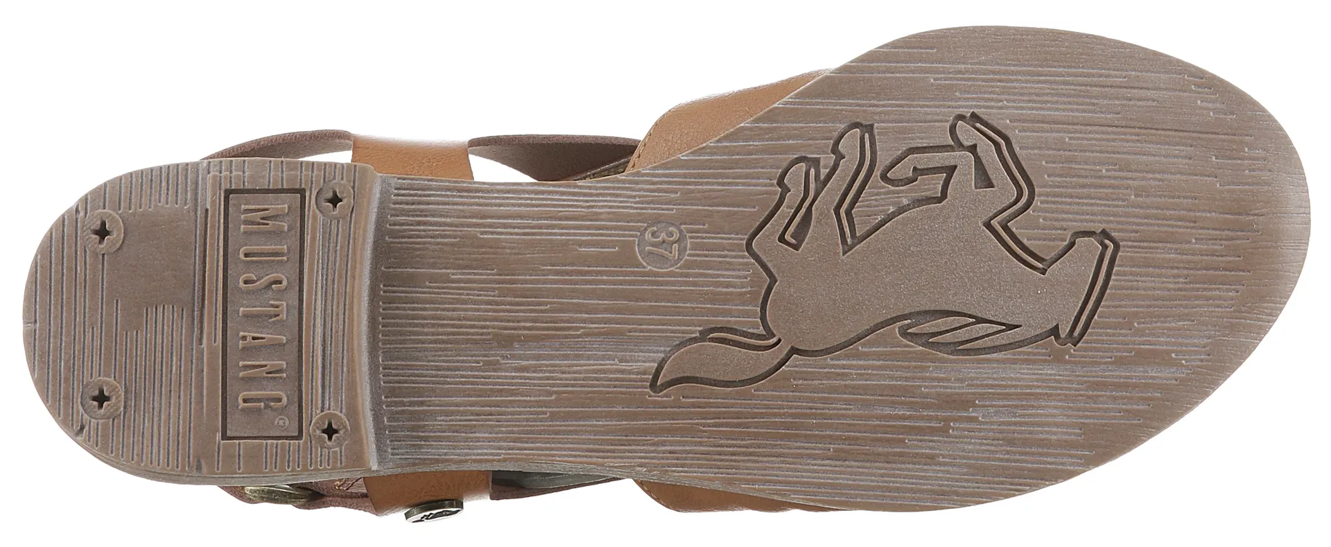 Босоножки Mustang Shoes с ремешками, летние туфли, босоножки, каблук-блок, с застежкой-липучкой, цвет Cognac — фото 3